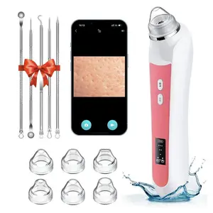 Blackhead Remover Vacuum, USB Interface Type Pore Vacuum, Head Extractions Tool With Camera, Men and Women Pore Cleaner, 3 Adjustment Modes & 6 Suction Heads(Light Pink)