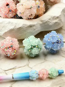 Rose Ball Clay DIY Bead Flowers, Elegant Floral Charms Making Supplies, Random Styles, 5/15/30/40 Pieces, All Seasons