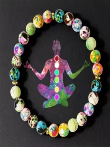Seven Pulse Yoga Stone Beaded Bracelet, 7 Chakra Sports Casual Women's Healing Gift, Relaxing Accessory for Daily Wear & Meditation