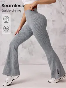 Women's Seamless Knit High-Waisted Yoga Pants, Seamless Yoga Leggings, Sporty Tight-Fitting Design, All-Season Woven Fabric, Abdominal Control & Lift Training