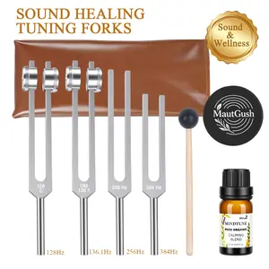 Resonance Sound Healing Tuning Fork Set – 128Hz, 136.1Hz, 256Hz/528Hz, 384Hz with Activator – Sound Therapy for Stress Relief, Deep Relaxation & Chakra Balancing