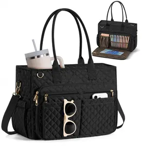 Teacher Bags for Women, 15.6 inch Laptop Work Tote Bag Quilted Nurse Bible Computer Shoulder Bag for School Travel| Dream Tote Work Bag, with 40oz Cup Holder, Insulated Pocket, Zipper & Strap, Office Briefcase, Ideal Gift for Women