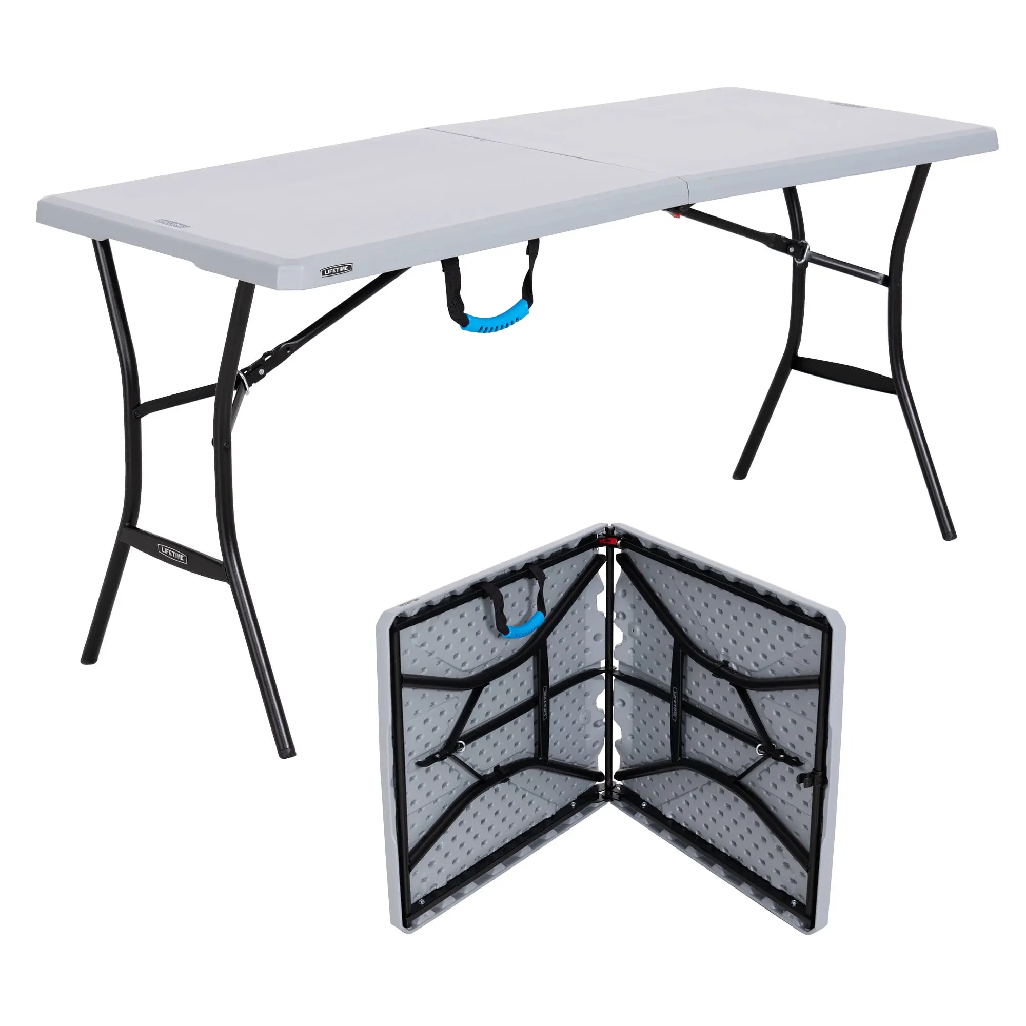 Lifetime 5-ft Fold-in-Half Portable Indoor/Outdoor Utility Table - Gray, Ideal for Camping, Events & Tailgating