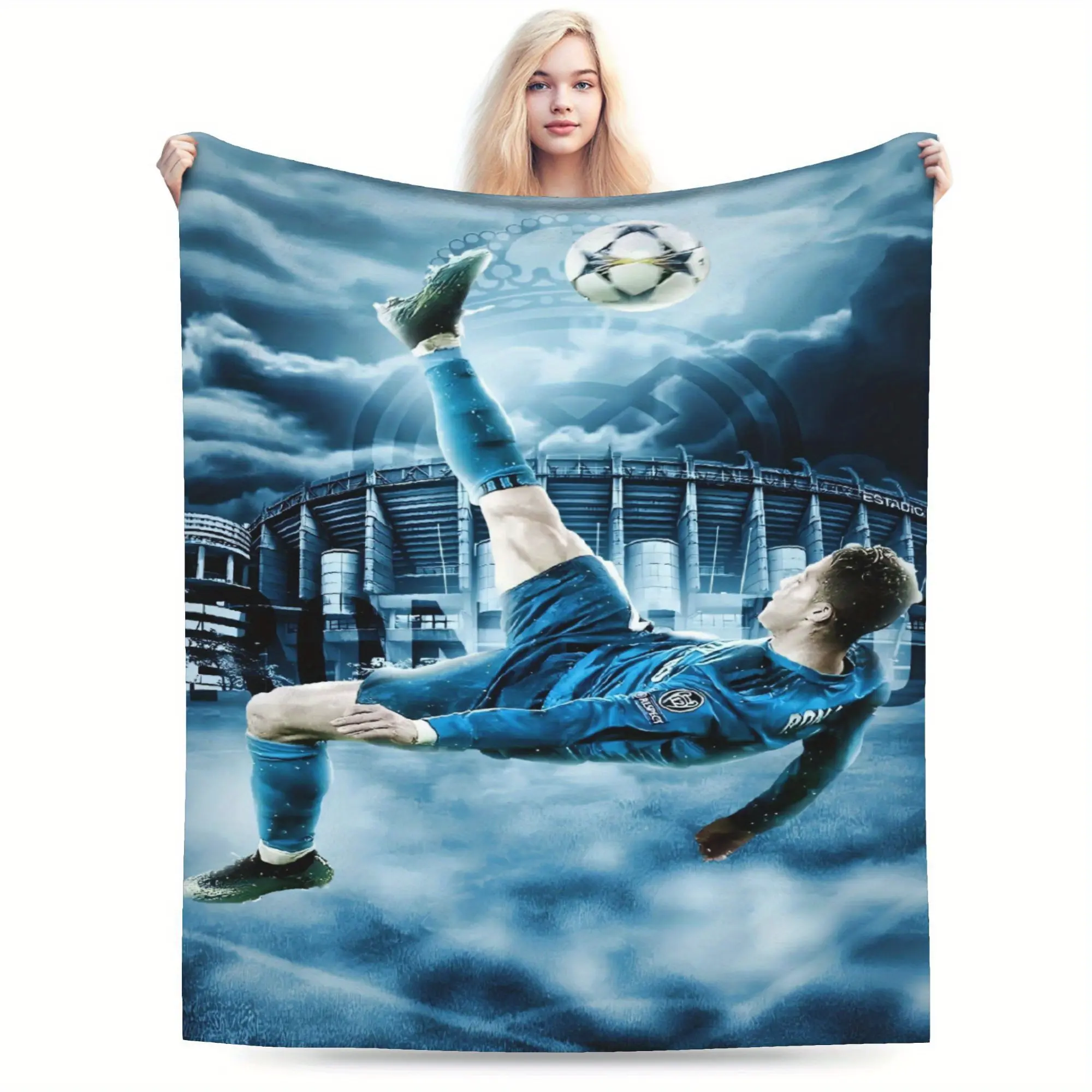 Cristiano Ronaldo CR7 themed printed flannel blanket - super soft, warm and versatile - the perfect home decor gift for sports fans