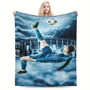 Cristiano Ronaldo CR7 themed printed flannel blanket - super soft, warm and versatile - the perfect home decor gift for sports fans