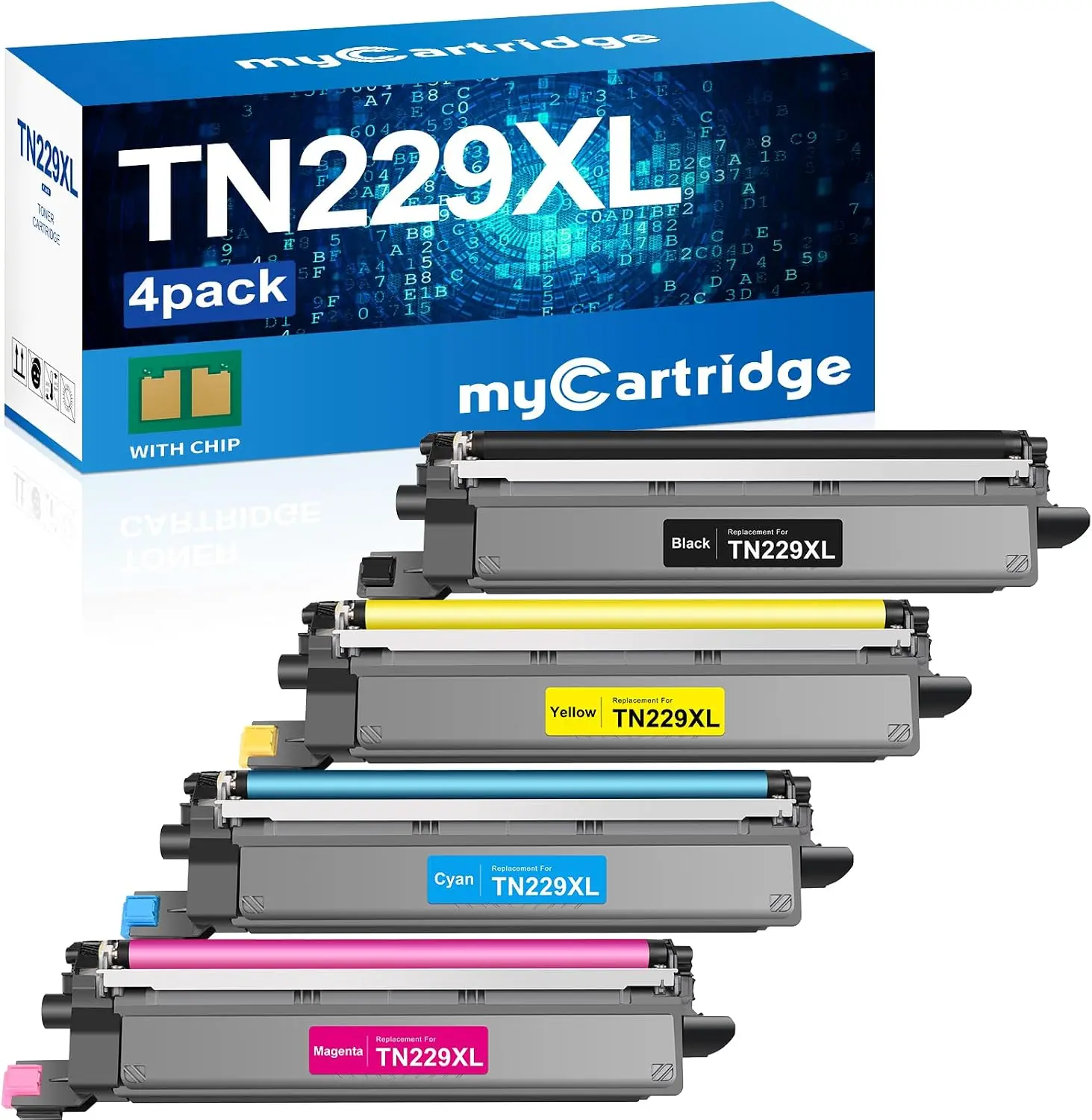 myCartridge TN229XL Compatible Toner with Chips, High-Yield 4-Pack for Brother HL-L3280CDW MFC-L3780CDW