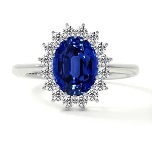 Classic Princess Diana Replica Oval Sapphire Halo Ring (2.73cttw)- RBS024-9X7-AAAA