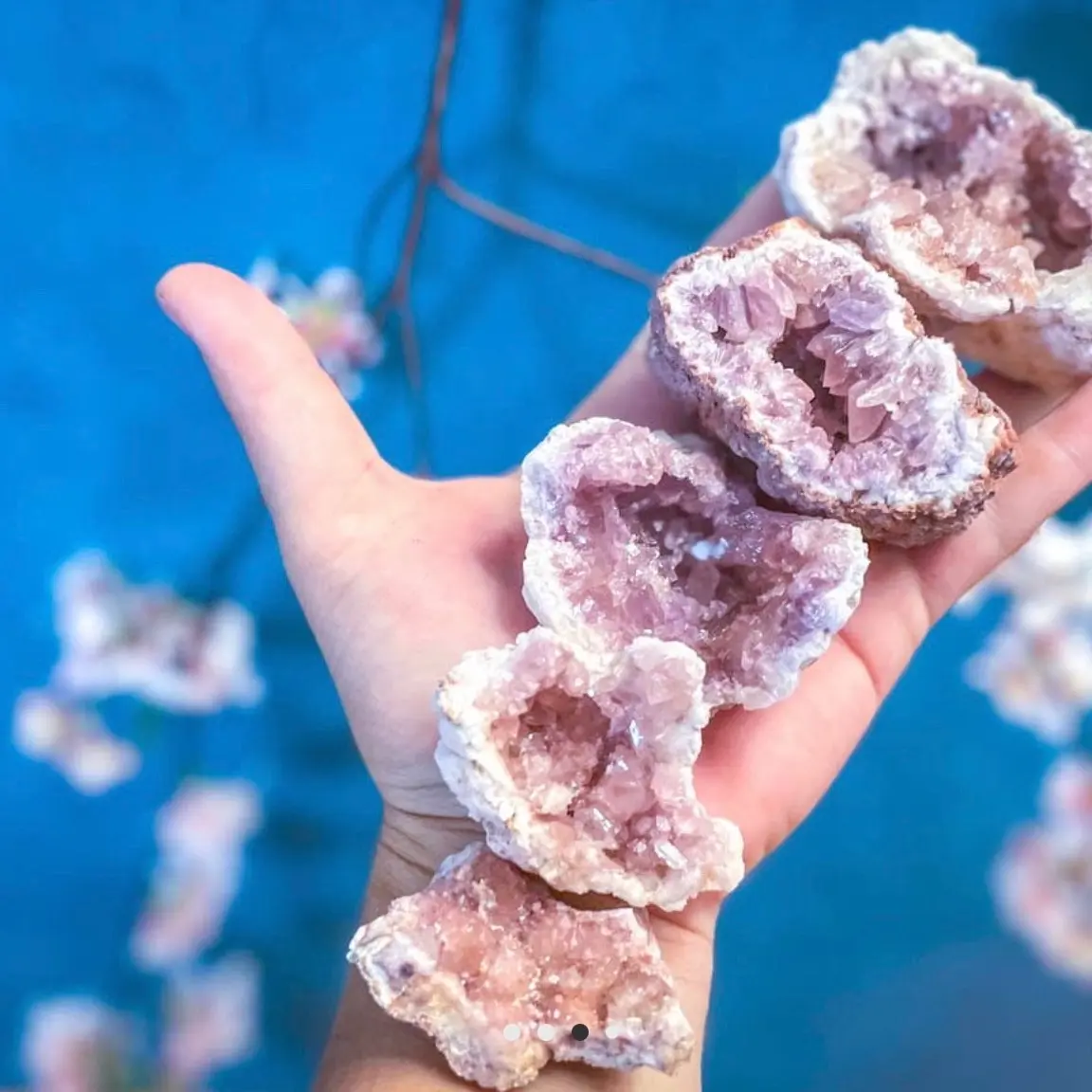 Pink amethyst crystal cluster