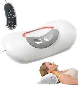 SERFORY Neck Traction Device with Red Light Therapy and Heating, TMJ Device Cervical Traction Pillow for Neck, Shoulder, and Back Pain Relief, Home/Office Use Neck Massage Pillow White