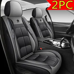 Airbag Compatible Waterproof Car Seat Covers Universal Fit for Most Vehicles Black & Gray Design 2PCS PU Leather Easy Installation