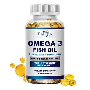 Daitea Triple Omega-3 Fish Oil Health Supplement, Brain, Heart, Joint, Eye, Immune System Health, 120 Capsules