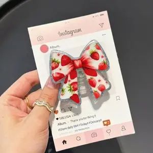 Strawberry Bowl Phone Grip  Kindle Grip  Bookish MagSafe Phone Grip, Cute Magnetic Phone Holder, Adorable GripTok, Gift For Her mount accessories Foldable Wireless pop socket Library Card