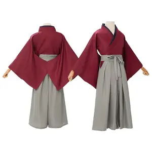 Anime Rurouni Kenshin Himura Kenshin Cosplay Adult Unisex Costume Samurai Uniform Kendo Kimono Full Set Accessories Outfits