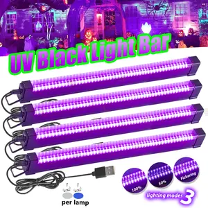 4 Packs 42cm/16.5inch Magnetic LED Black Lights bar ,DC 5V USB power supply, with 1.5M Power Cord, for Bedroom Fluorescent Poster, Halloween Glow Neon Party, Fluorescent Paint,diy design decor lamp