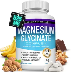 Magnesium Glycinate 525mg - High Absorption Chelated Magnesium Supplement Made with Pure Magnesium Glycinate - Supports Muscles, Sleep, Cramps, Recovery Bisglycinate Complex Vegan Non-GMO 90 Capsules Multimineral Chelated Supplement Vitamin Dietary