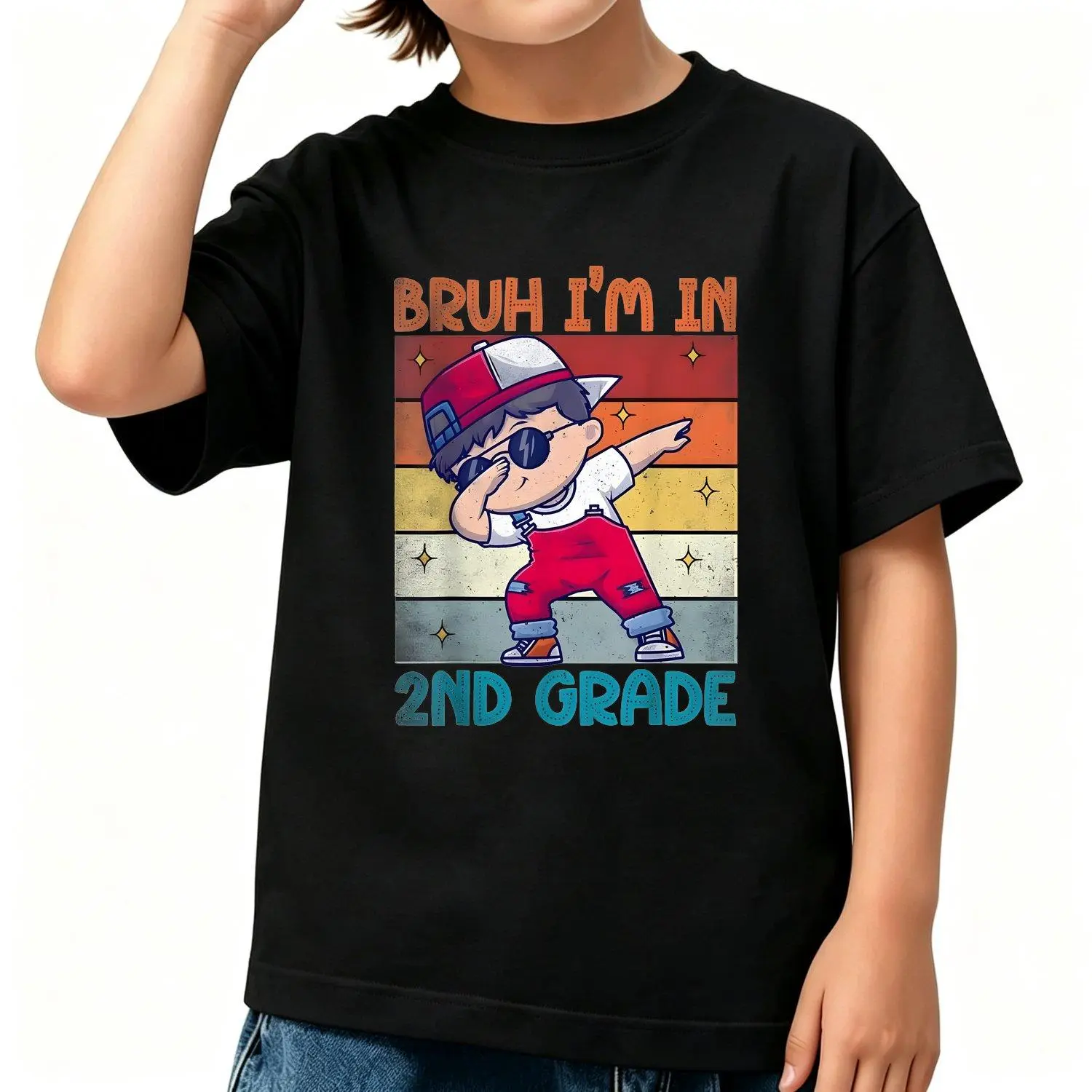 2 Grade "Bro Im in Second Grade Now" Funny Back to School Gift Suitable for First Day of School and Birthday Breathable Short Sleeve Round Neck Boys T shirts for School Parties Casual Wear for Little Guys