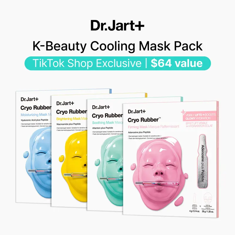 [Dr.Jart+] Korean Skincare Cooling 4-Mask Pack | Results After 1 Use | Moisturize, Firm, Brighten, Soothe, Instantly | Bestselling Korean Face Masks
