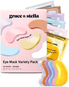 Under Eye Masks – 18 Pairs for Dark Circles, Puffy Eyes, Wrinkles - Valentine's Day Gift for Women - Galentines - Hydrating, Firming, Smoothing Gold, Pink, Blue, Bronze, White & Purple Skincare by grace & stella