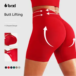 BRXL  Lycra Fabric Scrunch Butt Lifting bikershorts for Women V Back Seamless 5" High Waist Workout Gym Compression Spandex Impact Shorts #outdoorfun #beachoutfit-1