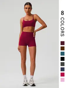 Women's Solid Color Fitness Sport Two-Piece Set, High Elastic Tank Top and High Waist Butt Lifting Shorts, Suitable for Gym and Outdoor Activities