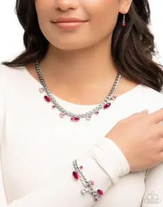 Complete Look Pink Bundle Pack - Captivating Chic Necklace & Captivating Chance Bracelet with Rhinestones & Adjustable Clasp