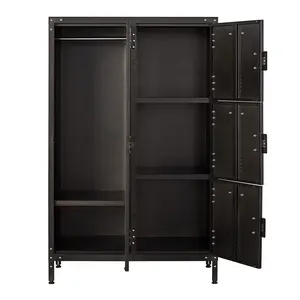 Letaya Metal Locker Storage Cabinet 55" Steel Retro Wardrobe with 4 Lockable Doors, Adjustable Feet Organizer & Home Office, School Gym Use