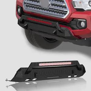 Front Bumper Fit For 2016-2023 Toyota Tacoma (Excluding Tacoma TRD/Tacoma TRD Sport), Heavy Duty Carbon Steel Off-Road Pickup Bumper with Winch Plate, D-Ring Mounts, E-Coating & Bull Bar