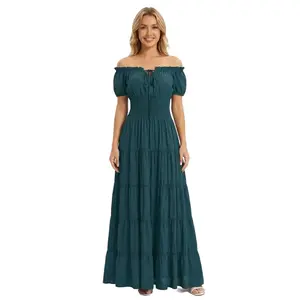 Creations Halloween Women Renaissance Costume Medieval Chemise Dress Pirate Peasant Top Irish UnderDress Halloween Costumes Ideas Party Outfit Gothic Dress 6531-D2