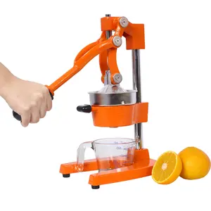 Cast Iron Citrus Juicer Extra Large Commercial Grade Manual Hand Press Heavy Duty Countertop Squeezer for Fresh Orange Juice Orange Color Professional Quality Easy to Clean