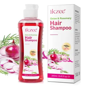 ikzee Herbal Onion Shampoo with Biotin & Rosemary, Anti-Hair Loss & Hydrating Formula with Heat Protection, For All Hair Types, Rosemary Scent, 250ml, Natural Hair Care