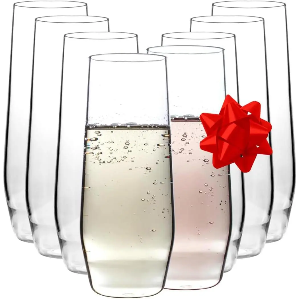 D'Eco Unbreakable 12 oz Champagne Flutes (Set of 8) 100% Tritan Reusable Mimosa & Champagne Glasses- Cocktail Glasses for Hosting, Parties & Gift Idea