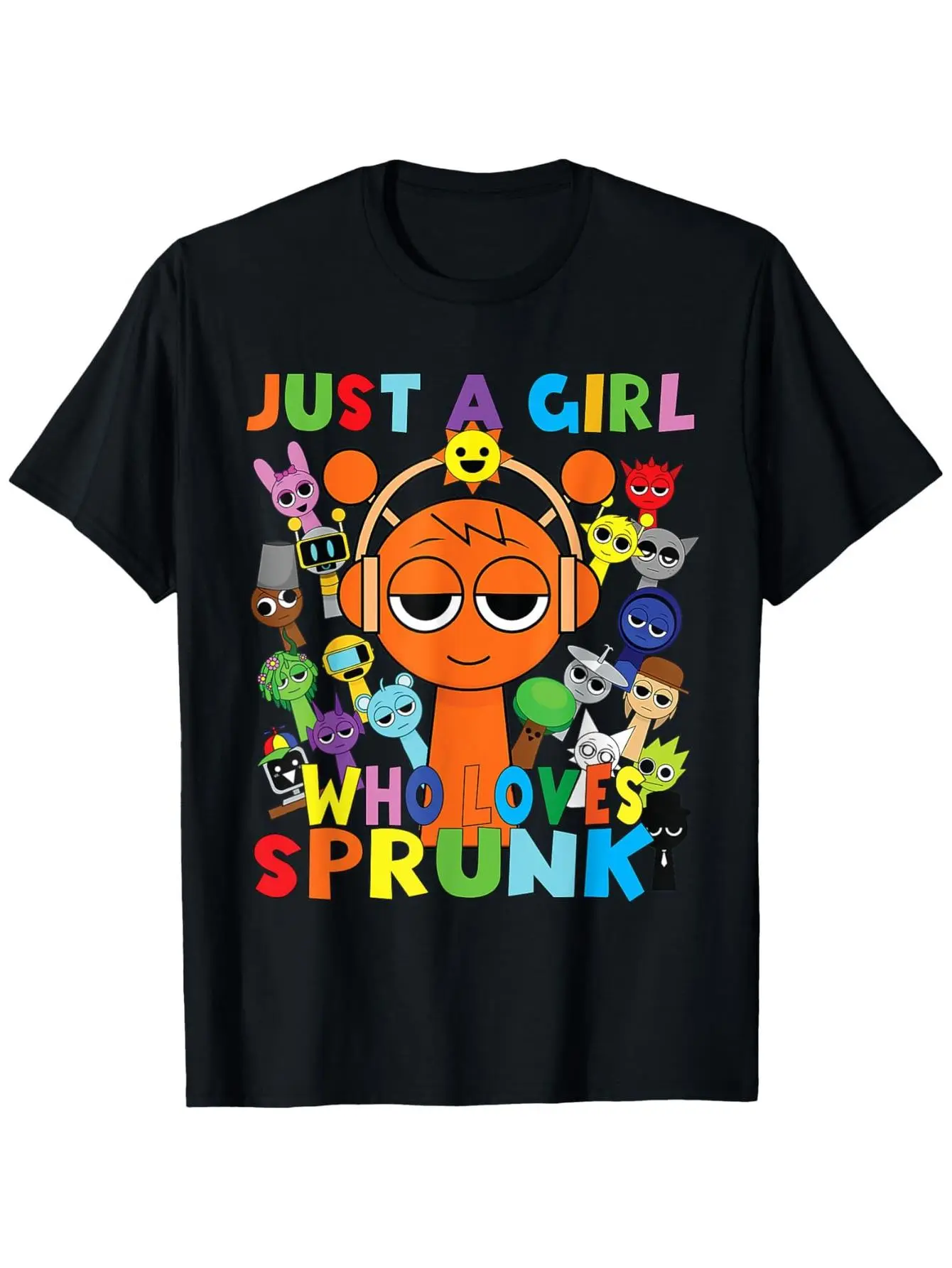 Just a Boy Who Admires Sprunki" Tee  | Humorous Graphic Black T-Shirt for Boys | Soft Cotton Crewneck Top | Funny Back to School Shirt | TikTok Trend