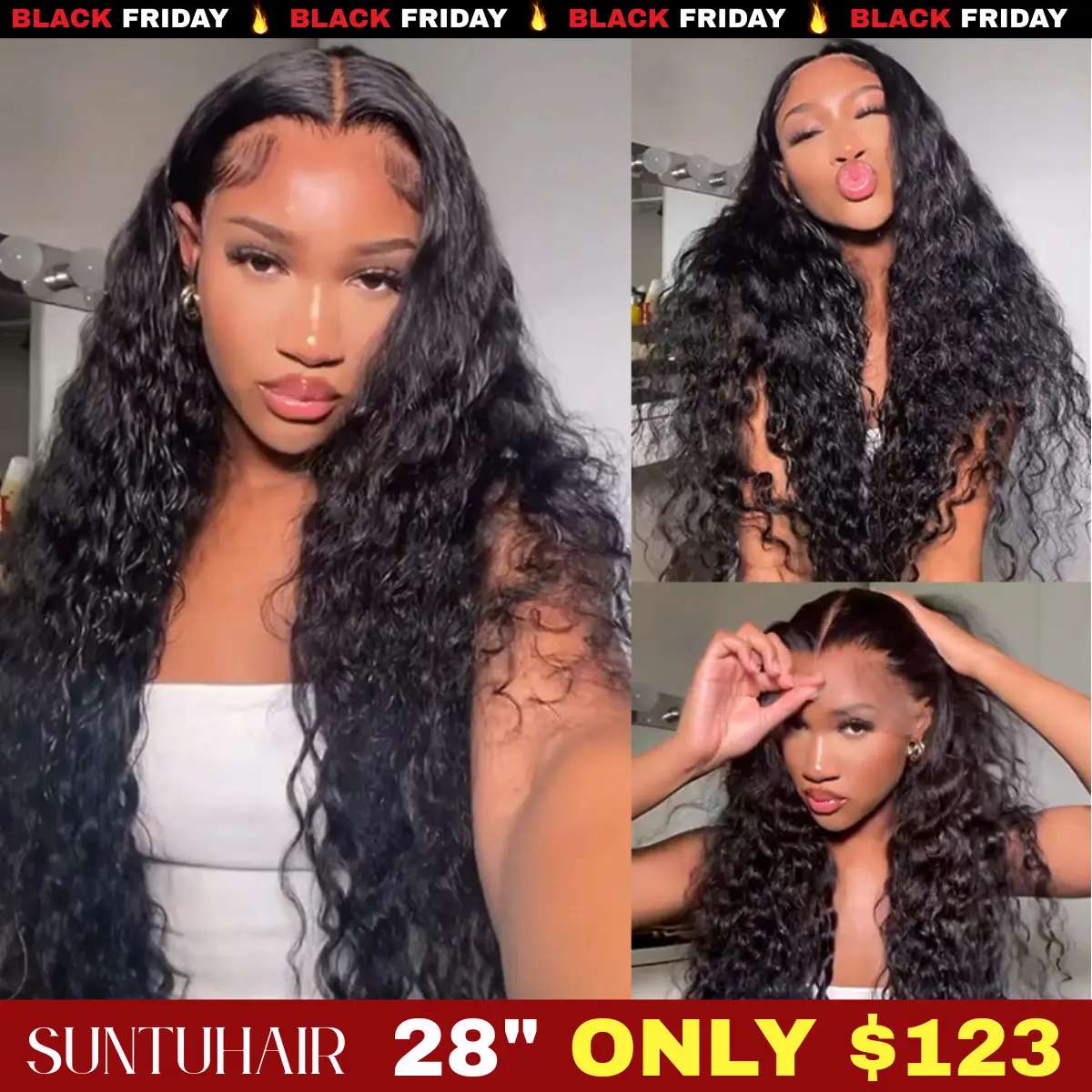 [26inch=$114] Affordable Water Wave 13x4 13x6 HD Transparent Lace Front Wig Pre Plucked Hairline Pre Bleached Tiny Knots Beginner Friendly Human Hair Wigs Suntuhair, Raw Human Hair, Brazilian Hair