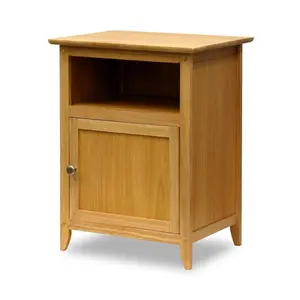 212 MAIN Natural Beechwood Modern End Table - Shaker Style Narrow Storage Cabinet Night Stand with 1 Single Cabinet for Storage, Wood Tabletop, Easy Assembly