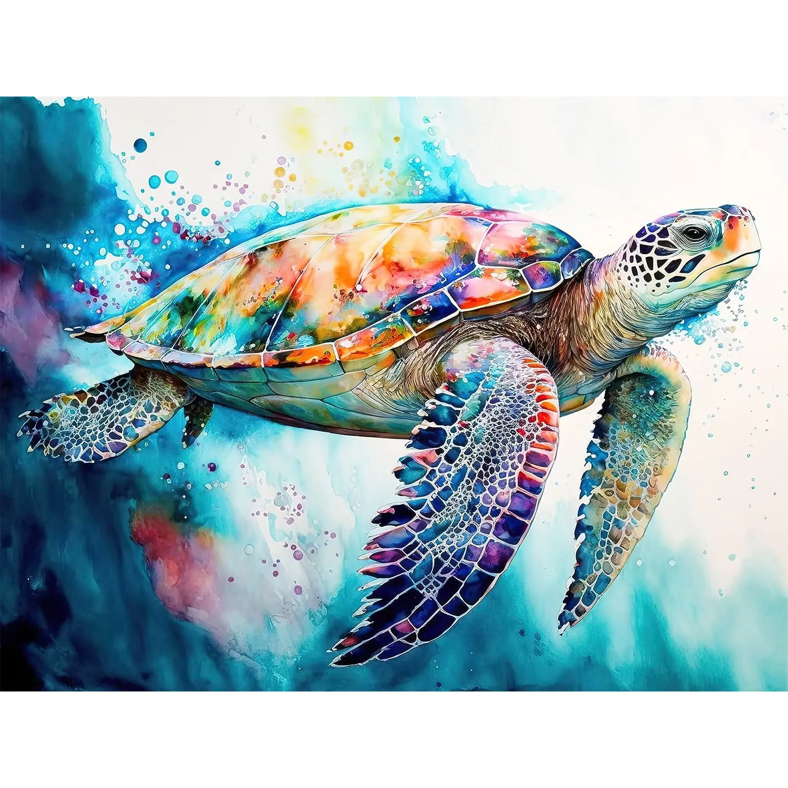 NEW Diamond Painting Suitable for Adult - 5D Full Drill Round Diamond Easy DIY Kit Turtle Theme Accessories in Rich Colors, Fantasy Animal Frameless DIY Embroidery, 40x50cm/15.75x19.69inch Puzzle for Home Decor & Portable Craft Hobby Gift