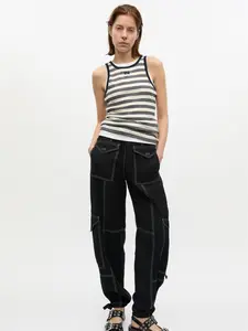 GANNI Light Slub Pocket Pants - Maxi Style with Drawstring Closure & Practical Pockets in LENZING ECOVERO Viscose and Polyester