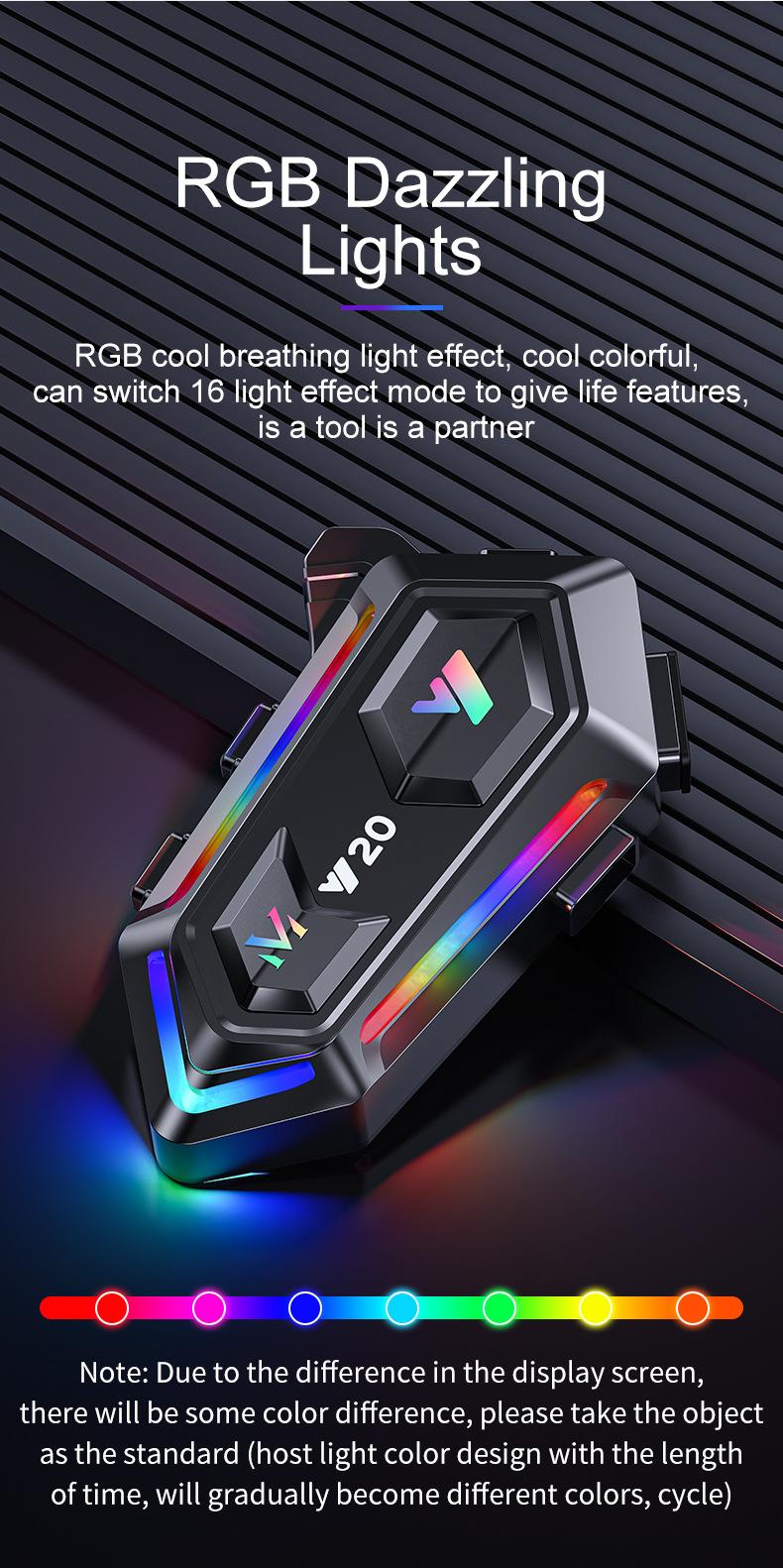 2026 NEW Motorcycle Helmet Bluetooth Headset, RGB Dazzling Lights, IPX6 Waterproof, Bluetooth 5.3, 1000mAh 25H Playtime, Noise Reduction, Hands-Free Call for Motorbike Riding