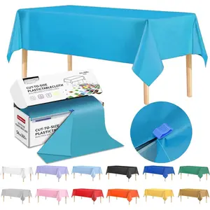 54 Inch X 300  Plastic Table Cover Roll Disposable Tablecloth with Slide  for  Type/Shape Tables | Table Cover for Party, Picnic, Banquet & Outdoor Activities (Turquoise)
