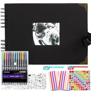 80 Page Photo DIY Couple Anniversary Wedding Scrapbook, Includes 12 Metal Writing Boards, Christmas Gift, Home Made Scrapbook Accessories, Scrapbook Photo Album