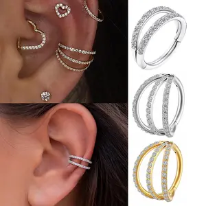 1PCS G23 Titanium Conch Hoop Ring Double Layer Ear Piercing Jewelry Hinged Clicker Rook Tragus Cartilage Earrings Body Jewelry