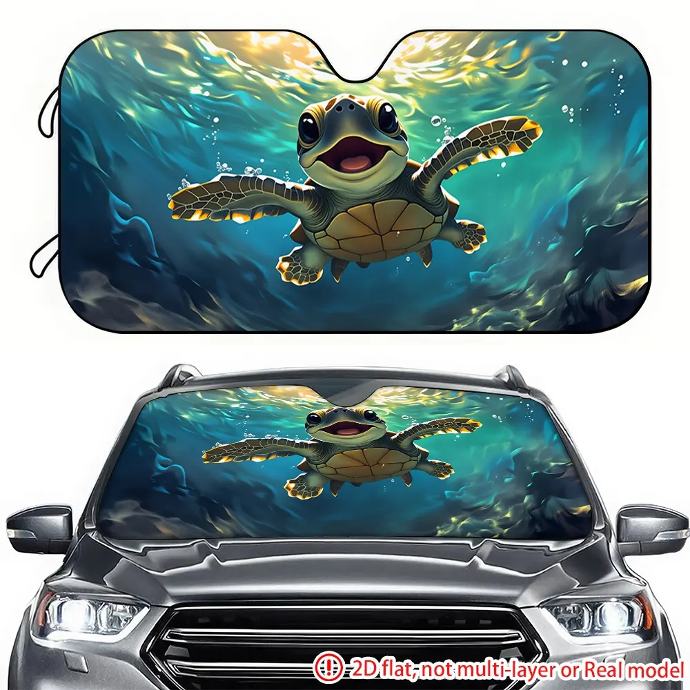 1pc underwater cartoon turtle pattern car sunshade 2D high-definition printing, car sunshade effectively blocks sunlight, suitable for decorating the front windshield of General Motors, RVs, and trucks Car Sunshades For Windshield