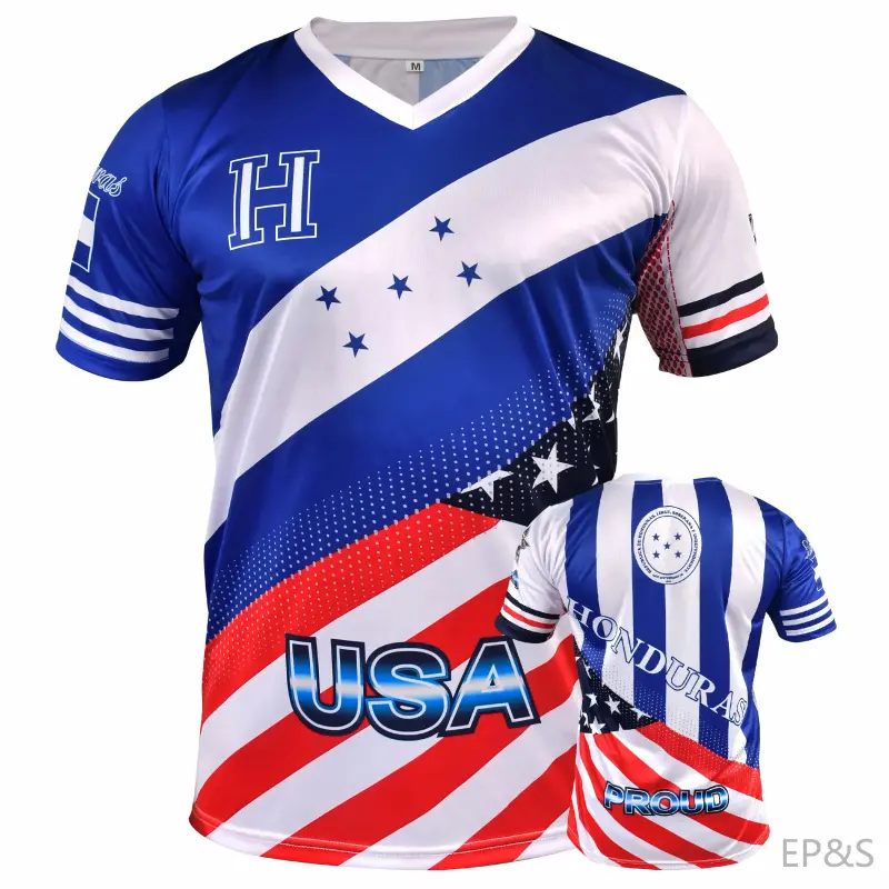 EP&S  Honduras and USA Flag Mix Soccer Jersey Design for Men/Women/Unisex,travel essentials,camping essentials