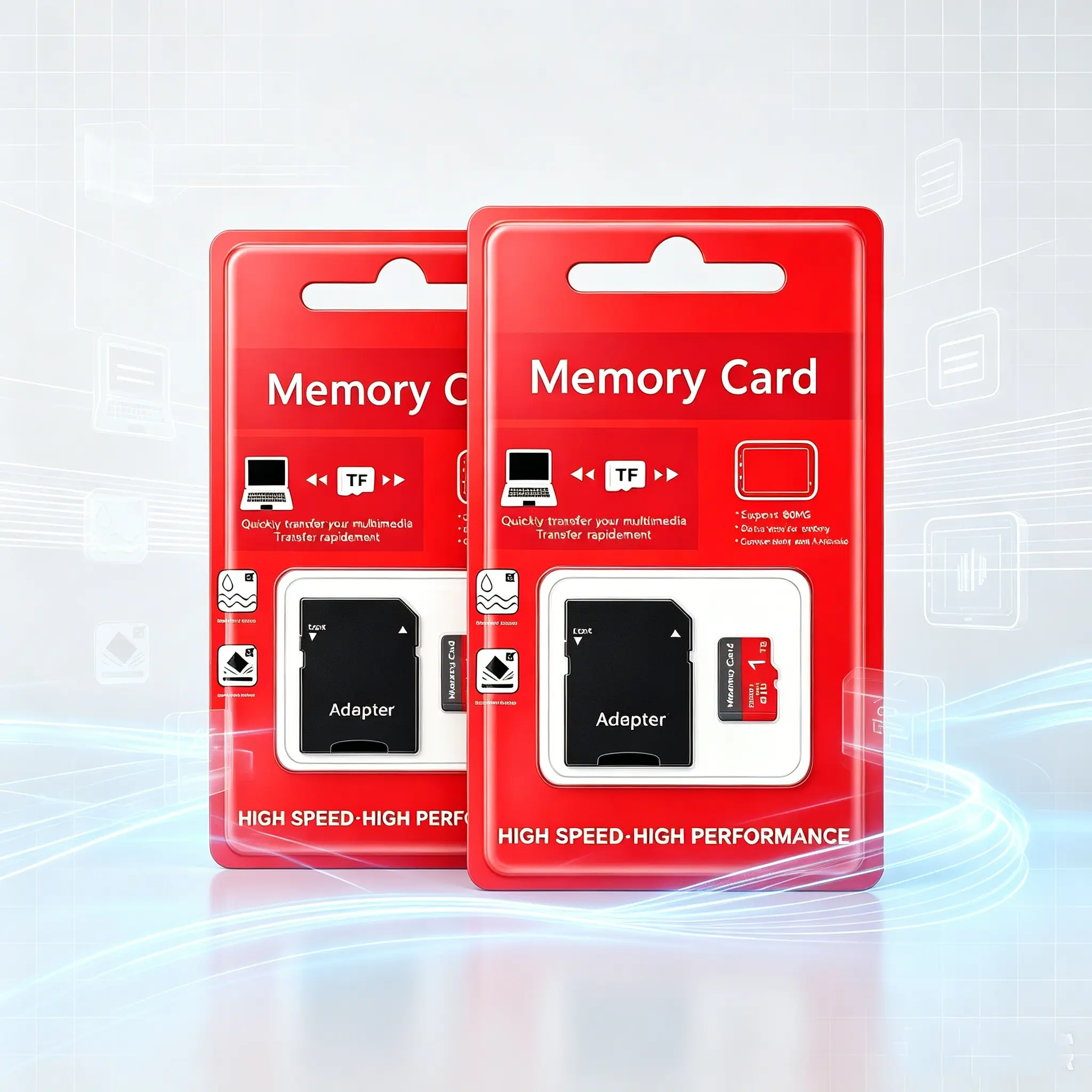2 Pack Set × 1TB MicroSD Memory Cards - Dual-Use TF/SD with Loop Record, Manufacturer Warranty, for Security Cameras, Phones, Car Devices