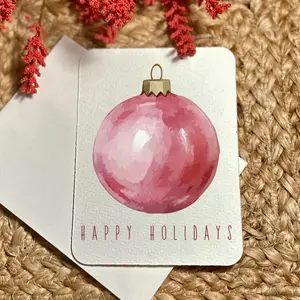 Handmade Watercolor Printed Christmas Cards Festive Art Print Holiday Cards Gift Box Set with Ornament Design Notecard Postcard Christmas Cards