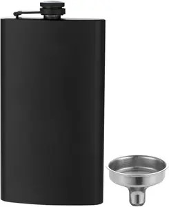 12 Oz  Flask for  Matte Black Stainless Steel Leakproof with Funnel,   Idea Flask