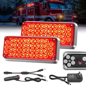 Nilight 2PCS 42LED Red Wireless Magnetic Strobe Light Kit with Strobe Light Module, Portable Waterproof Surface-Mount, 5 Patterns for 12V-24V Cars, Trucks