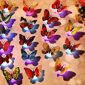 [26pcs Glowing Butterfly Decorations]LED Butterfly Decorations for Night Lights，Colorful Butterfly Wall Stickers | Suitable for Bedrooms,  for Home Decor, Weddings, Gifts, And Festive Celebrations, Assorted Styles, Christmas&Valentine's Day