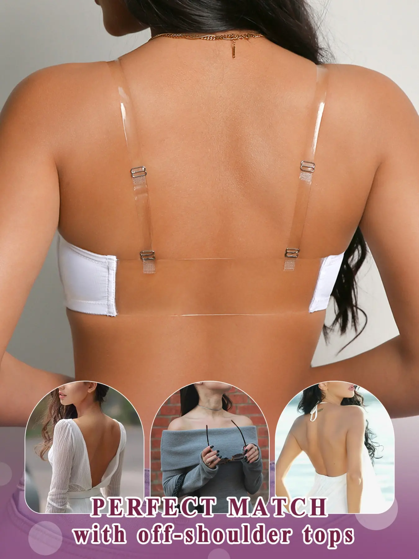 1/2PCS Women's Lace Front Buckle Wireless Bandeau,Non‑slip Invisible Full Coverage Push-Up comfort Bra, easy wear Adjustable Straps,Breathable for off-shoulder Dresses Daily Wear, Dates Night