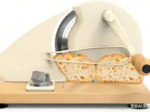 Manual Bread Slicer with Hand Crank, Classic Home Bread Slicer for Homemade Sourdough, Rotary Slicer with Adjustable Thickness, Premium Stainless Steel & Powerful Suction Cups (White)