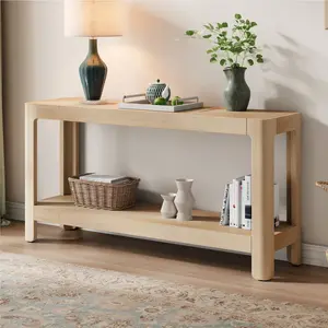 Modern Farmhouse Console Table,Elegant Minimalist Design with Premium Wood Veneer and Rounded Corners
